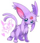 2008 2_tails 3_toes ambiguous_gender blue_eyes blush chest_tuft digital_media_(artwork) ear_tuft eevee eeveelution espeon feet forehead_gem gem generation_1_pokemon generation_2_pokemon head_tuft heart_symbol inner_ear_fluff kemono multi_tail nintendo paws pink_inner_ear pokemon pokemon_(species) pupils red_gem shaded simple_background smile solo standing suppainu tail three-quarter_view toes tuft white_background