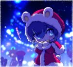  1boy 3girls ameonna_(youkai_watch) blue_eyes blue_hair blurry blush christmas christmas_tree depth_of_field fuumin_(youkai_watch) hair_horns hareotoko multicolored_hair multiple_girls nollety open_mouth purple_hair solo_focus traditional_youkai translation_request two-tone_hair umbrella youkai_(youkai_watch) youkai_watch yuki_onna yukionna_(youkai_watch) 