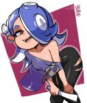 2024 animal_humanoid bigdead93 breasts cephalopod cephalopod_humanoid clothing fangs featureless_breasts female hair hair_over_eye humanoid humanoid_pointy_ears light_body light_skin looking_at_viewer marine marine_humanoid mollusk mollusk_humanoid nintendo octarian octoling one_eye_obstructed open_mouth pseudo_hair shiver_(splatoon) signature simple_background solo splatoon suction_cup teeth tentacle_hair tentacles translucent translucent_clothing