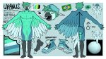 16:9 4k 5_fingers absurd_res anthro astrological_symbol astronomical_symbol avian beak biped bird brazilian_flag clothing color_swatch english_text eyebrows feathered_wings feathers fingers green_body hat headgear headwear hi_res lgbt_pride macaw male model_sheet neotropical_parrot nonbinary_(lore) pansexual_pride_colors parrot planet_symbol pride_colors solar_house solo spix&#039;s_macaw text true_parrot uranus_(solar_house) vanadiumvalor widescreen wings