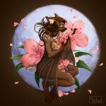 anthro bat deerbat female flower hi_res hybrid mammal medwil moon nude plant solo spots