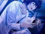  2boys blindfold bound_prince death_note indoors l l_(death_note) lowres male_focus multiple_boys yagami_light yaoi 