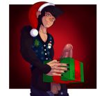  ape balls big_penis blackbear box chimpanzee christmas christmas_sweater circumcised clothing clyde_(blackbear) colored_nails dick_in_a_box gift hat holidays male mammal penis pinup pose primate santa_claus santa_hat scar solo thick_penis vest 