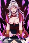  1boy 1girl bangs black_gloves blush breasts censored chrom_(fire_emblem) commission corruption cum cum_in_mouth dannex009 dark_persona eyebrows_visible_through_hair fire_emblem fire_emblem_awakening girl_on_top gloves grima_(fire_emblem) hair_between_eyes hetero high_ponytail highres large_breasts long_hair mosaic_censoring nipples open_mouth penis pointy_ears possessed pussy red_eyes sex shiny shiny_hair silver_hair thighhighs tiki_(fire_emblem) vaginal very_long_hair 