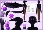  anthro avian ball bird black_body clothed clothing corvid corvus_(genus) crow digital_media_(artwork) english_text feathers flower hair hi_res invalid_tag long_hair male mertvykhcrows oscine passerine pencil pixel_(artwork) plant purple_body purple_eyes purple_flower simple_background soda_cup solo tail tall text wings 