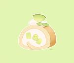  cake chai_(drawingchisanne) cream food food_focus fruit green_background melon melon_slice no_humans original pastry sweets_bird swiss_roll undersized_animal 