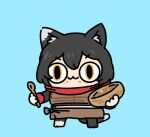  :3 affea animal_humanoid biped black_body black_fur black_hair blue_background bowl cat_humanoid chibi closed_smile clothed clothing container cutlery delicious_in_dungeon felid felid_humanoid feline feline_humanoid female food_on_face fur hair humanoid inner_ear_fluff izutsumi_(delicious_in_dungeon) kitchen_utensils mammal mammal_humanoid mouth_closed multicolored_body multicolored_fur pupils simple_background slit_pupils smile solo spoon tail tools tuft two_tone_body two_tone_fur white_body white_fur yellow_eyes 