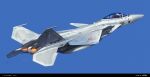  aircraft airplane asterozoa canopy_(aircraft) copyright_name f-15j_eagle fighter_jet flying helmet highres jet kidou_keisatsu_patlabor logo military military_vehicle sky thrusters vehicle_focus white_headwear 