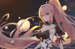  1girl armor bangs blue_eyes breasts closed_mouth covered_navel hair_between_eyes highres kiiro_kimi long_hair looking_at_viewer medium_breasts pink_hair ponytail shionne_(tales) shoulder_armor sidelocks solo tales_of_(series) tales_of_arise upper_body very_long_hair 