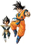  2boys angry ankle_boots armor black_eyes black_hair blue_bodysuit blue_footwear blue_sash blue_wristband bodysuit boots clenched_hands clenched_teeth clothes_writing commentary crossed_arms dougi dragon_ball dragon_ball_z english_commentary evil_smile facing_viewer fingernails floating full_body gloves highres male_focus monkey_tail multiple_boys muscular muscular_male obi official_art orange_pants pants pectorals rope saiyan_armor sash side-by-side sideways_glance simple_background smile son_goku spiked_hair tail teeth toriyama_akira vegeta white_background white_footwear white_gloves wristband 