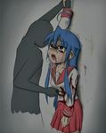  blood blue_hair death empty_eyes guro izumi_konata jpeg_artifacts knife lucky_star sakifox 