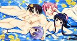  akashi_yuuna ass breasts flat_chest flower fujima_takuya izumi_ako mahou_sensei_negima! medium_breasts multiple_girls nipples nude nude_filter one_eye_closed ookouchi_akira petals pussy rose sasaki_makie scan third-party_edit water 