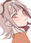  1girl alternate_costume bangs blush danganronpa_(series) danganronpa_2:_goodbye_despair expressionless from_side goggles goggles_on_head looking_at_viewer medium_hair nanami_chiaki parted_lips pink_eyes portrait shiny shiny_hair sideways_glance simple_background sketch solo yp_(pypy_5_) 