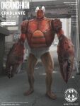  1boy 2016 barefoot blurry blurry_background building bulge cityscape commentary crab crablante damaged dated english_commentary highres jarold_sng monster muscular muscular_male mutant one-punch_man pincers road science_fiction signature street underwear 