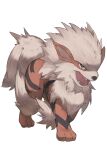  absurdres arcanine bright_pupils brown_eyes commentary_request fangs highres looking_at_viewer no_humans odd_(hin_yari) open_mouth pokemon pokemon_(creature) simple_background solo standing toes tongue white_background white_pupils 