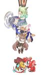  5girls animal_ears belt blue_hair brown_hair burning cape ceres_fauna clenched_teeth commentary dagger dark-skinned_female dark_skin english_commentary falling flower green_hair hair_flower hair_ornament hakos_baelz hanging head_between_thighs highres holocouncil hololive hololive_english human:_fall_flat knife lantern limiter_(tsukumo_sana) long_hair mechanical_halo mouse_ears mouse_tail multiple_girls nanashi_mumei ouro_kronii panties red_hair skirt skirt_removed spinning tail tataki_tuna teeth thighhighs tsukumo_sana twintails underwear virtual_youtuber weapon white_background white_hair white_panties 