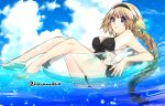  1girl bikini black_bikini black_hairband blonde_hair blue_eyes blue_sky braid breasts cloud day fate/grand_order fate_(series) hairband hanamo_daiou innertube jeanne_d&#039;arc_(fate) jeanne_d&#039;arc_(swimsuit_archer)_(fate) large_breasts long_braid long_hair outdoors single_braid sky solo swimsuit very_long_hair 