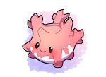  absurdres artist_name brown_eyes corsola full_body highres no_humans pink_background pokemon pokemon_(creature) sevi_(seviyummy) smile solo watermark white_background 