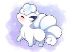  absurdres alolan_vulpix artist_name blush closed_eyes closed_mouth commentary english_commentary full_body highres no_humans outline paw_up pink_background pokemon pokemon_(creature) sevi_(seviyummy) solo watermark white_background white_outline 