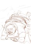 2015 anthro boar butt eyes_closed humanoid_hands male mammal overweight overweight_male porcine sleeping solo tachiuo tusks 