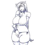  bell breasts collar covered_nipples cow_bell cow_girl final_fantasy final_fantasy_vii garigari_hakase large_breasts long_hair monochrome solo tifa_lockhart 