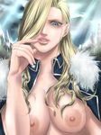  bad_id bad_pixiv_id blonde_hair blue_eyes breasts fullmetal_alchemist hair_over_one_eye homex large_breasts lips long_hair olivier_mira_armstrong solo 