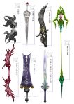  bow_(weapon) commentary_request dagger fantasy greatsword knife lance long_sword no_humans original polearm ross_(clumzero) shuriken simple_background spear still_life sword translation_request weapon weapon_focus weapon_request white_background 