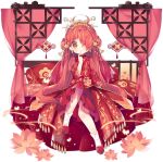  1girl ahoge ark_order bangs bed_frame bed_sheet bug butterfly butterfly_hair_ornament curtains double_bun dress earrings faux_figurine fenghuang_(ark_order) fire flower gold_trim hair_flower hair_ornament hair_stick jewelry long_hair long_sleeves looking_at_viewer official_art orange_eyes pillow red_dress red_footwear red_hair sidelocks sitting smile socks solo tachi-e tassel transparent_background tsukimi_(xiaohuasan) very_long_hair white_legwear younger 