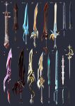  absurdres black_background color_guide commentary_request elsword fantasy gray_coin highres long_sword no_humans rapier sheath sheathed simple_background still_life sword weapon weapon_focus weapon_request 