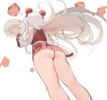  1girl absurdres arm_at_side ass azur_lane bun_cover double_bun from_behind from_below highres kincora le_malin_(azur_lane) long_hair simple_background sketch solo thighs tray white_background white_hair wide_sleeves 