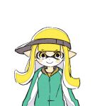  1girl animated animated_gif bad_id bad_twitter_id blonde_hair blush comamawa green_jacket grey_headwear grey_pants hat inkling jacket jumping long_hair long_sleeves looking_at_viewer looping_animation pants pointy_ears simple_background smile solo splatoon_(series) splatoon_2 upper_body visor_cap white_background yellow_eyes 
