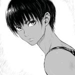  1girl berserk casca_(berserk) closed_mouth commentary dark-skinned_female dark_skin from_side looking_at_viewer looking_to_the_side portrait short_hair shu-mai solo sweat 