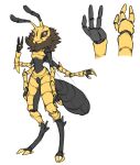  antennae_(anatomy) anthro arthropod arthropod_abdomen black_sclera black_stripes brown_body brown_fur exoskeleton female fur hi_res hymenopteran insect insect_wings model_sheet neck_tuft pupils solo stripes tateoftot tuft wasp wings yellow_body yellow_exoskeleton yellow_pupils yellow_skin 