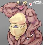  2021 anthro big_breasts big_muscles breasts featureless_breasts female hoka kangaskhan muscular muscular_anthro muscular_female muscular_thighs nintendo pok&eacute;mon pok&eacute;mon_(species) pouch_(anatomy) simple_background thick_thighs video_games 