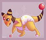  ambiguous_gender ampharos anthro blush diaper embarrassed hi_res nintendo padded padding pok&eacute;mon pok&eacute;mon_(species) qoat solo video_games white_diaper 