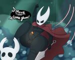  5:4 anthro arthropod athletic balls big_butt butt cloak clothing crossgender curvy_figure duo exposed genitals girly hi_res hollow_knight hornet_(hollow_knight) hornynym huge_butt humanoid humanoid_genitalia humanoid_penis hyper hyper_butt insect male male/male pecs penis protagonist_(hollow_knight) segmented small_penis swinging team_cherry thick_thighs unaware vessel_(species) video_games wardrobe_malfunction wide_hips 