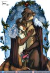  alpha_channel border cape clothing cuddling duo garuo hi_res isuna lutrine male mammal multi_tail mustelid procyonid raccoon romantic romantic_couple snow snowing text url ych_(character) 