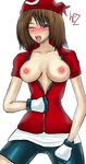  anime bandana bandanna bike bike_shorts breasts erect_nipples haruka_(pokemon) hentai manga may nipples pokemon sexy shorts sweat sweating tongue wez 
