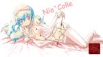  1girl blush bow chiaki_lsd choker cloud_hair flat_chest frills hair_bow lingerie long_hair multicolored_hair nia_teppelin nipples panties side-tie_panties solo tengen_toppa_gurren_lagann thighhighs underwear 