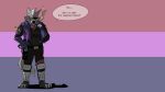  16:9 anthro bisexual bisexual_pride_colors black_nose canid canine canis clothed clothing english_text eye_patch eyewear female fredryk_phox fully_clothed fur grey_body grey_fur hair lgbt_pride male mammal nintendo pride_colors simple_background smoking solo star_fox star_fox_the_animated_series super_smash_bros. text video_games weapon white_hair widescreen wolf wolf_o&#039;donnell yellow_sclera 