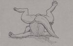  anthro bryce_daeless butt clothing doesnotexist hi_res lutrine lying male mammal monochrome mustelid on_back panties paws presenting raised_paw solo underwear 