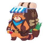  2021 ailurid anthro backpack biped brown_body cute_fangs hi_res humanoid_hands kemono mammal orange_body overweight red_panda silentyed simple_background solo white_background 