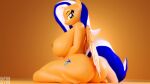  16:9 3d_(artwork) anthro big_breasts big_butt blue_hair breasts butt digital_media_(artwork) equid equine fan_character female friendship_is_magic hair hasbro hi_res huge_breasts huge_butt kneeling looking_at_viewer mammal multicolored_hair my_little_pony nipples nude orange_body orange_eyes pegasus smile solo symm two_tone_hair white_hair widescreen wings 