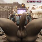  1:1 3d_(artwork) apex_legends balls digital_media_(artwork) erection ewr_115 genitals hi_res is looking_at_viewer machine male pathfinder_(apex_legends) robot sitting solo spread_legs spreading 