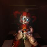  1:1 animatronic baby_(fnafsl) blue_eyes circus_baby_(fnaf) clothing clown clown_makeup clown_nose dildo dildo_in_pussy dildo_insertion dildo_sitting female five_nights_at_freddy&#039;s hair humanoid looking_at_viewer machine penetration red_clothing red_hair robot sex_toy sex_toy_in_pussy sex_toy_insertion sister_location solo unknown_artist vaginal vaginal_penetration video_games white_body 