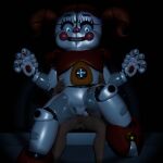  1:1 animatronic baby_(fnafsl) blue_eyes chair_position circus_baby_(fnaf) clothing clown clown_makeup clown_nose duo female five_nights_at_freddy&#039;s from_behind_(disambiguation) from_behind_position hair human humanoid larger_female larger_penetrated machine male male/female mammal penetration red_clothing red_hair robot sex sister_location size_difference unknown_artist video_games white_body 