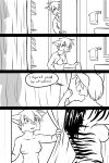  2:3 anthro bathroom black-kitten bra breasts clothing comic dialogue duo equid equine felid feline female female/female hi_res jayden_(black-kitten) lynx mammal monochrome nipples nude serah_(black-kitten) shower smile surprise teenager underwear young zebra 