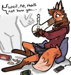  alpha_channel anthro blep bong bottomwear canid canine clothed clothing dialogue digital_media_(artwork) drugs english_text female fingers folf_(jamdrawers) fox fur hair hoodie human jam_(artist) mammal marijuana monster_energy phone simple_background skirt solo text tongue tongue_out topwear 