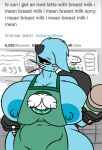  ... anthro apron apron_only big_breasts blue_body breasts clothing dewott english_text esmeralda_(riku9797) female huge_breasts i_mean_breast_milk lutrine mammal meme mostly_nude mustelid nintendo pencil_(object) pok&eacute;mon pok&eacute;mon_(species) riku9797 ring solo text video_games whiskers 