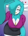  absurd_res beauty_mark big_breasts blouse bottomwear breasts cleavage clothed clothing eyewear female first_person_view gardevoir glasses headpat hi_res humanoid jeffthehusky julia_caernarvon mature_female nintendo not_furry pok&eacute;mon pok&eacute;mon_(species) skirt smile solo topwear video_games 